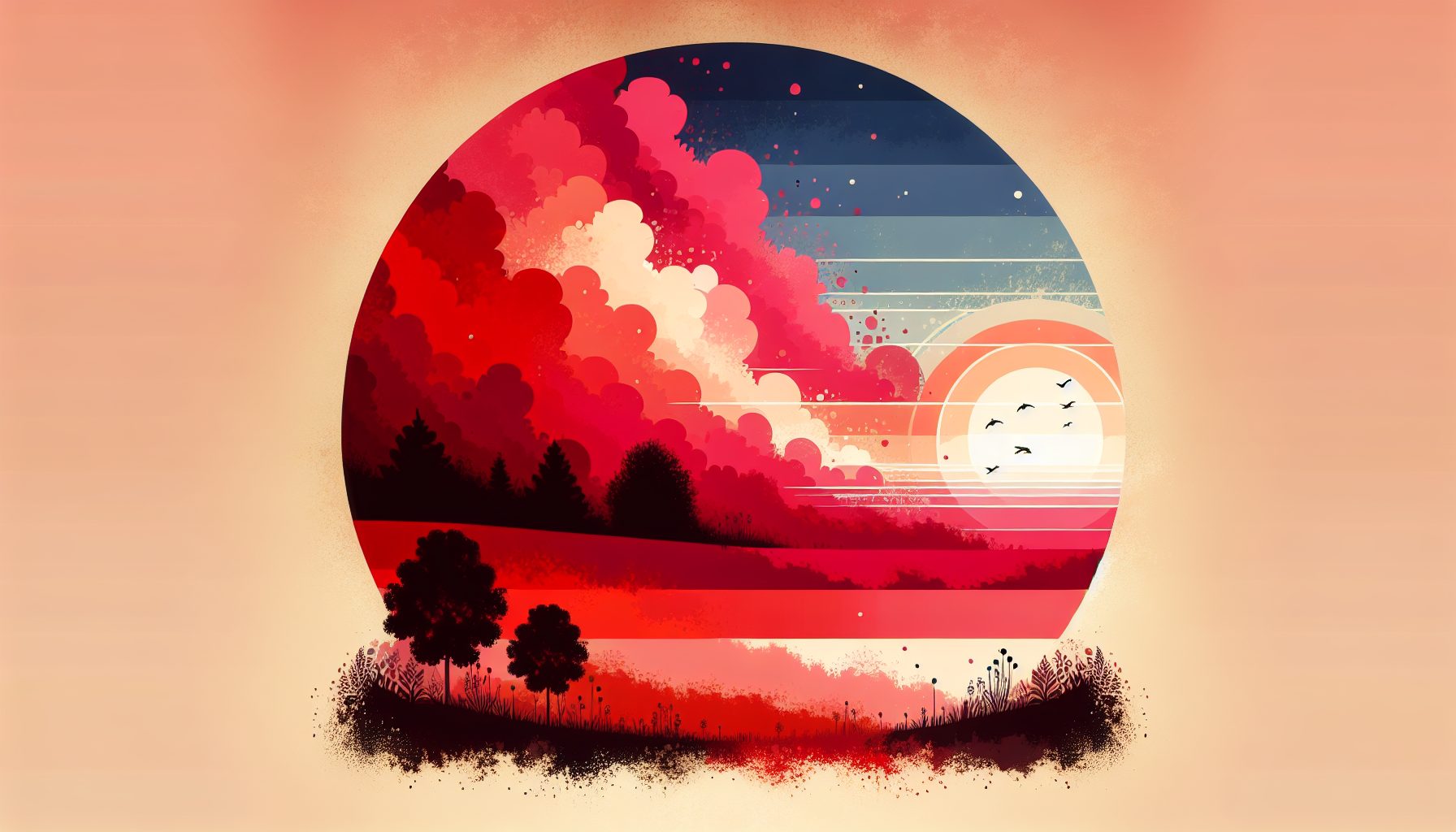 Красные, розовые и оранжевые оттенки