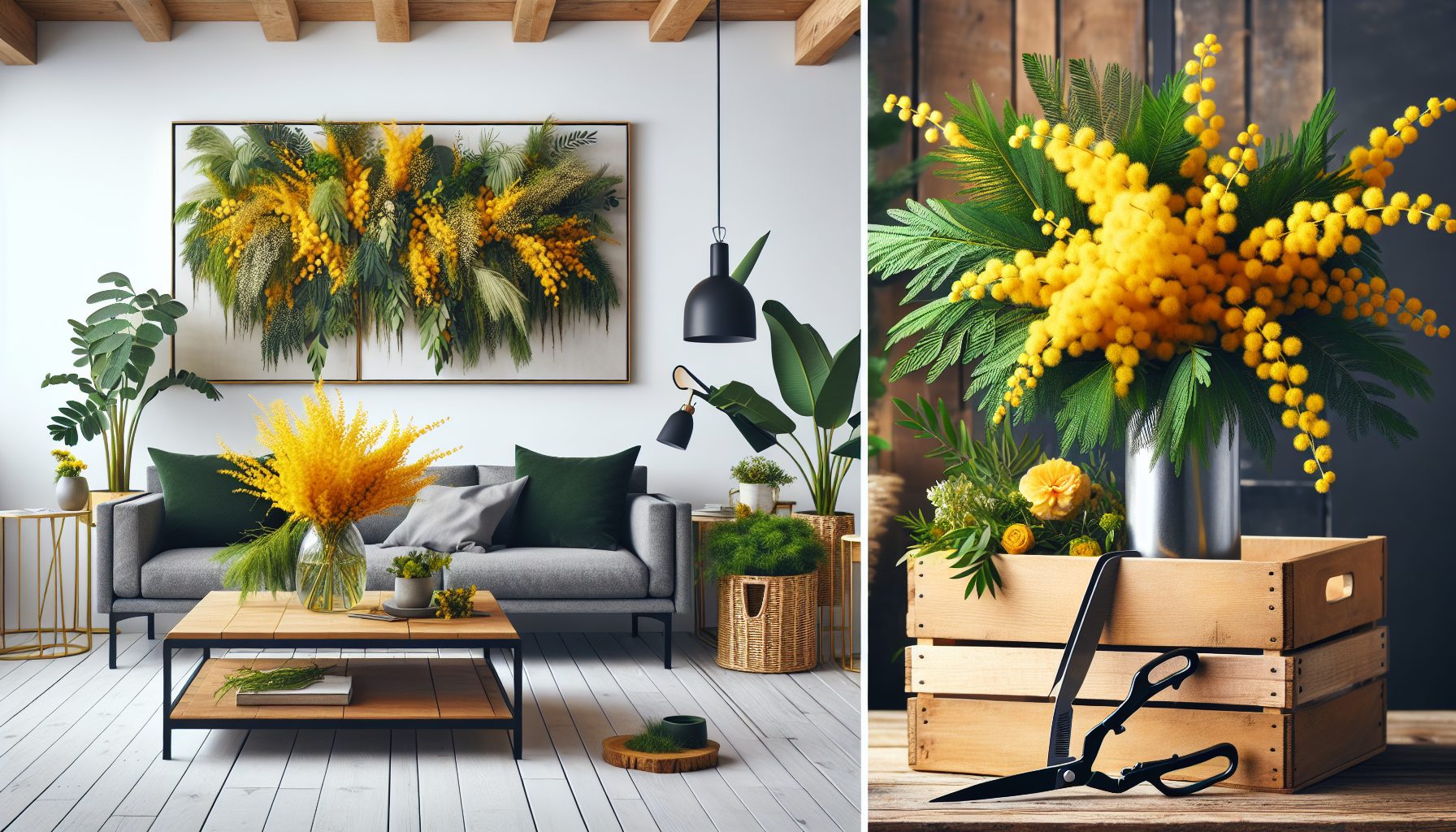 Мимоза в интерьере и флористике