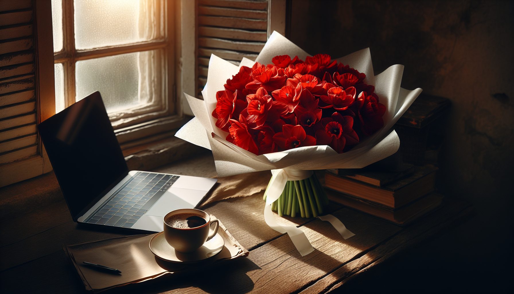 Когда уместен красный букет из нарциссов