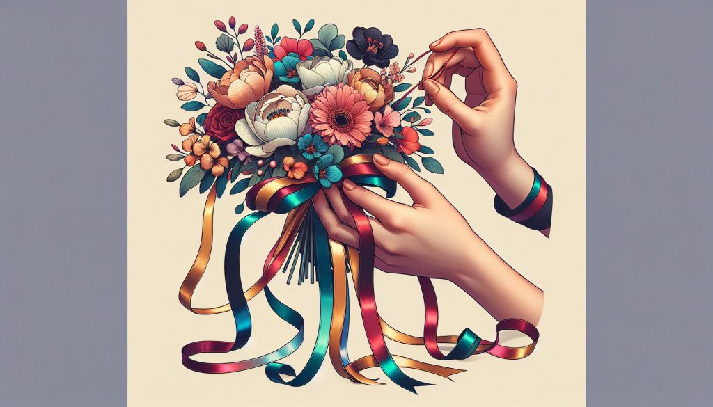 Как сочетать цветы и ленты: как вручать букет