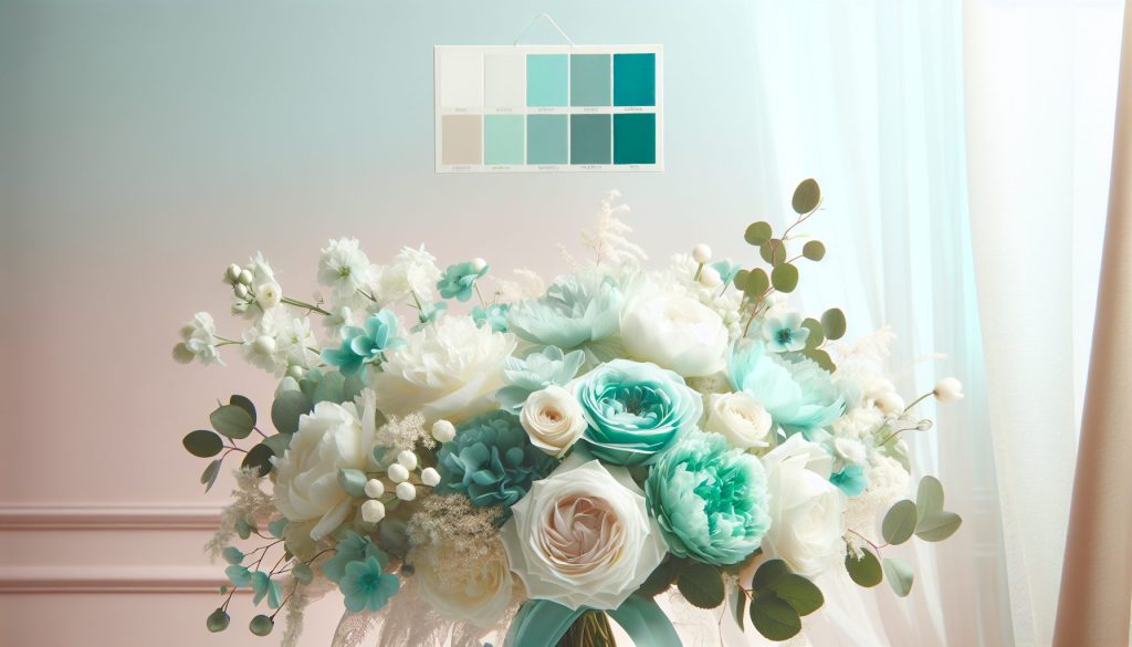 Что означает сочетание бирюзовый + белый в букете