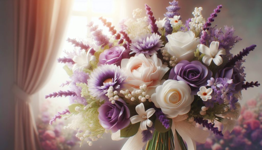 Что означает сочетание фиолетовый + белый в букете