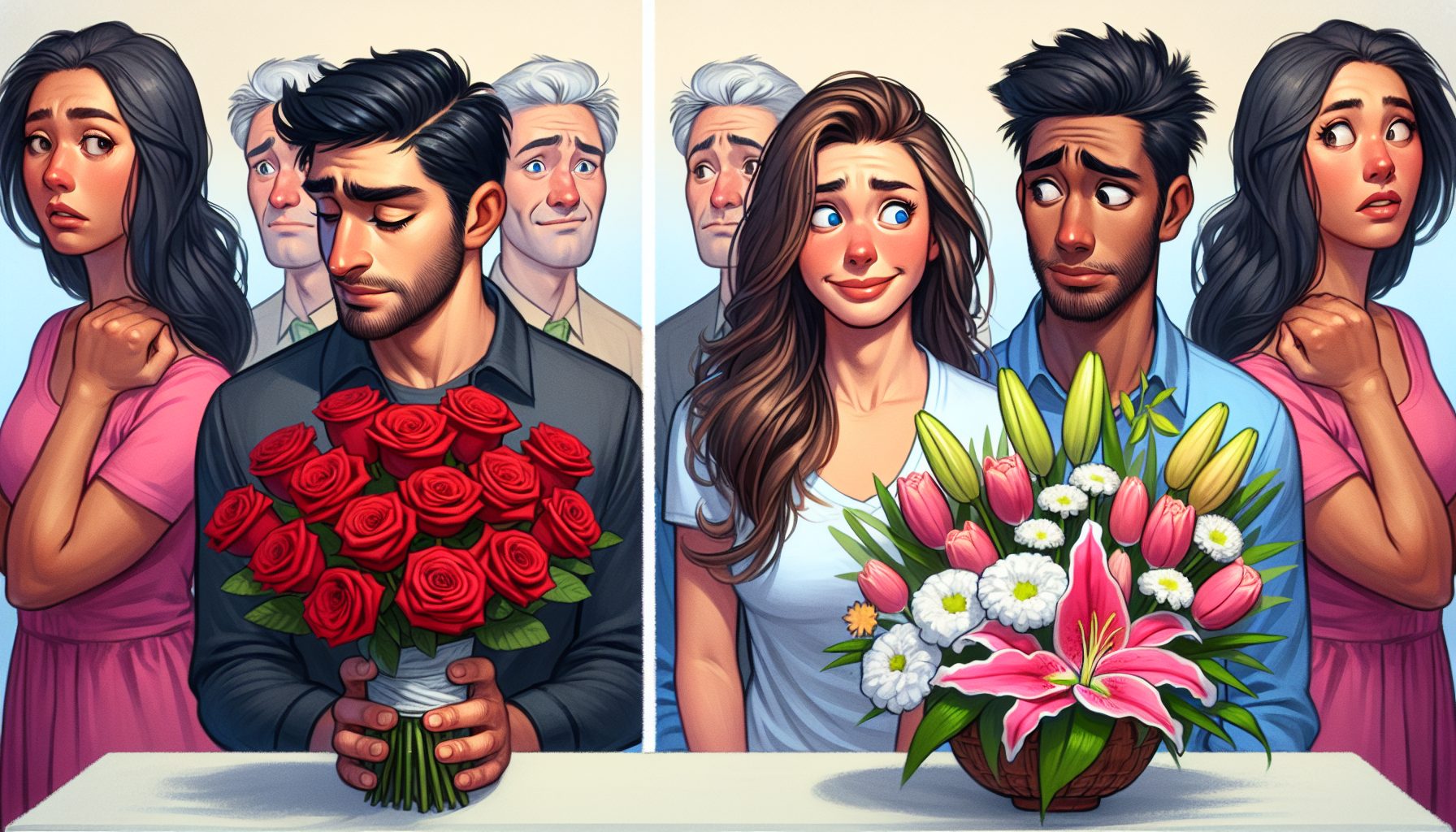 Мужчины, женщины и разные реакции на цветы