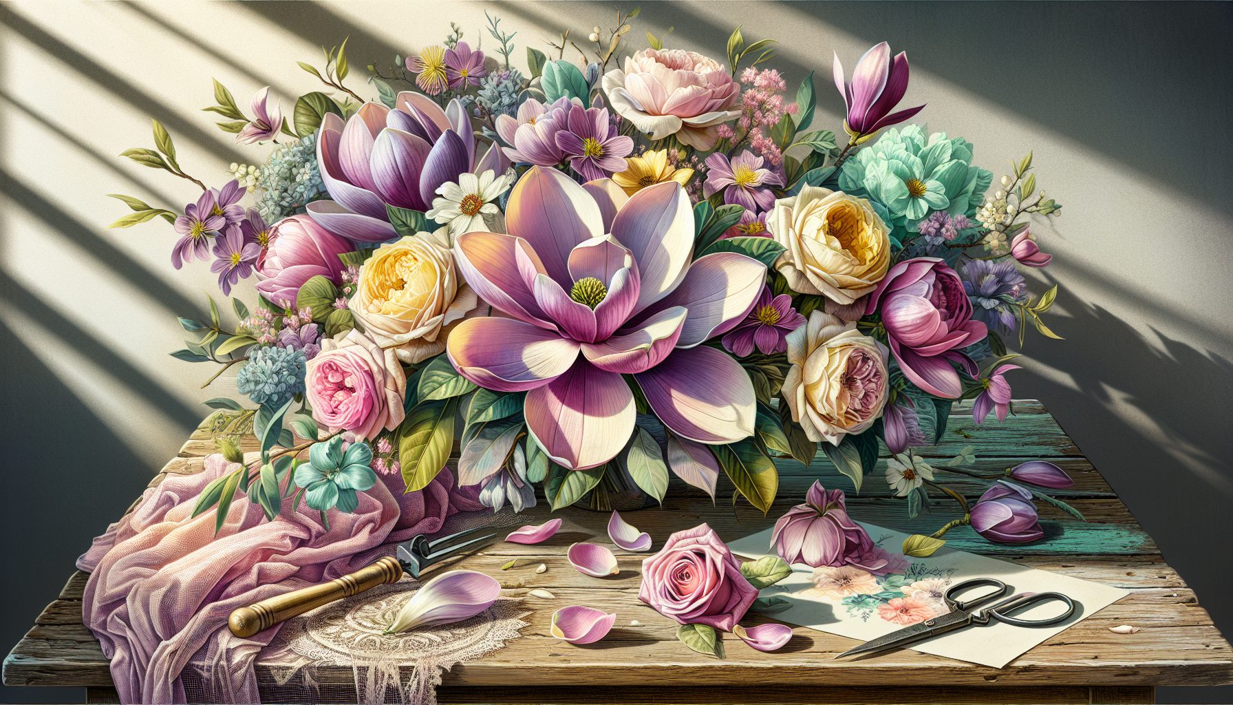 Как сочетать сиреневые магнолии с другими цветами